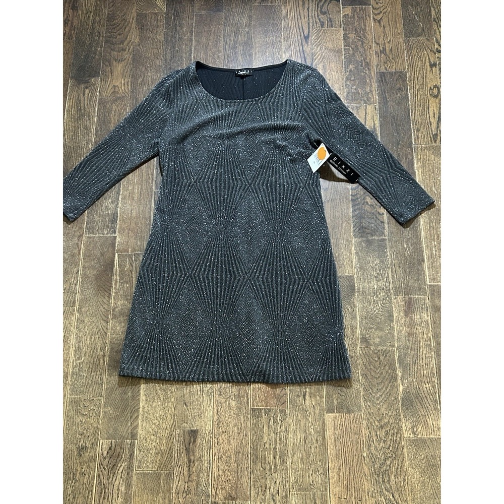 TRIXXI‎ New Years Day Party Black and Silver Sparkly Tinsel Dress Size XL NWT